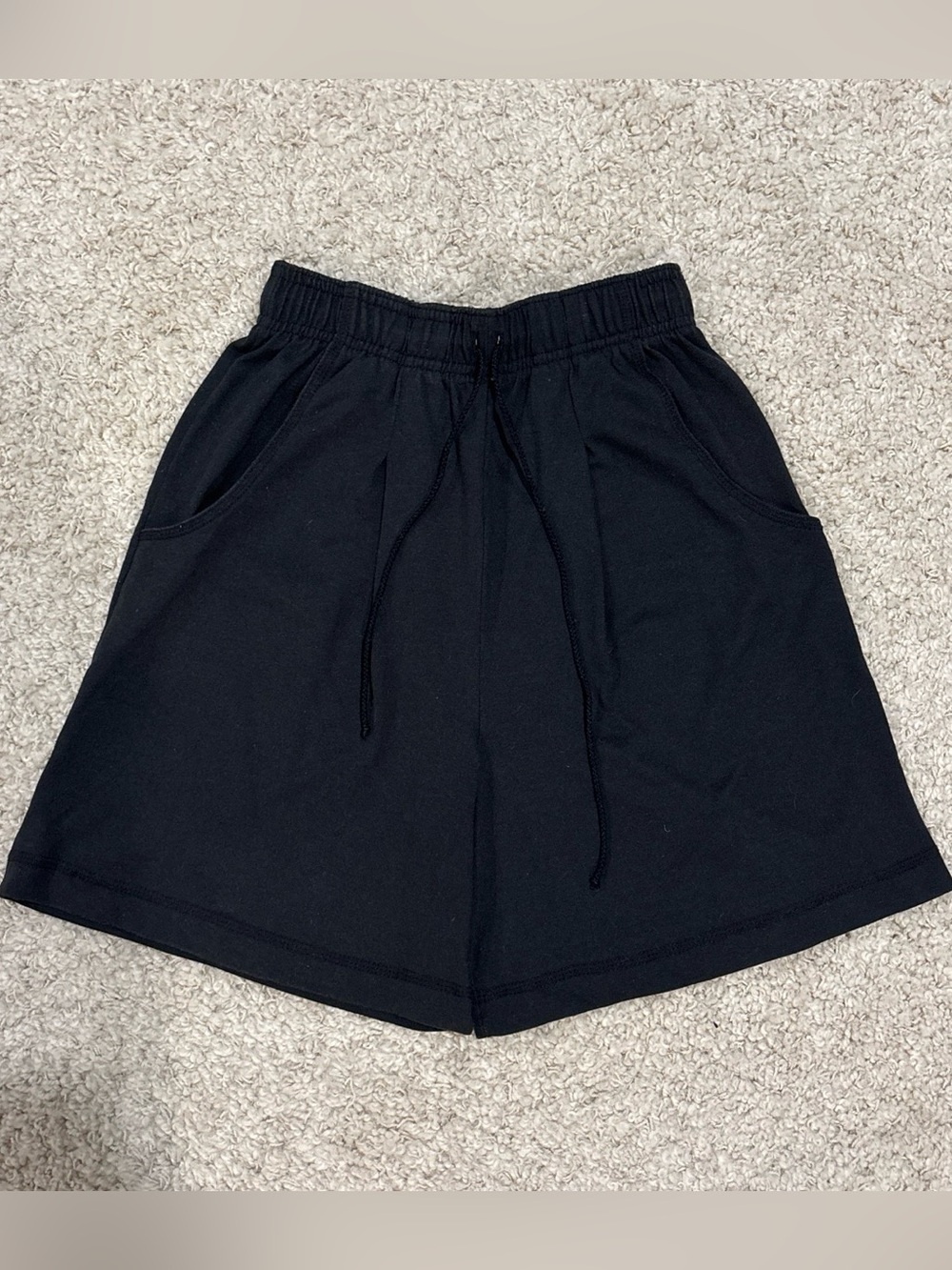 Cabin Creek Women’s Black Cotton Drawstring Adjustable Athletic Shorts Sz Small